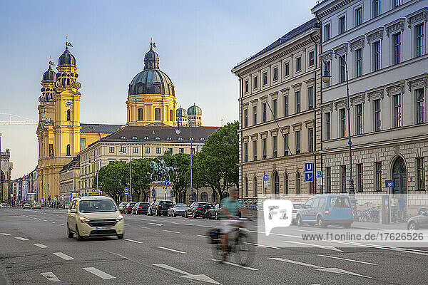 Germany  Bavaria  Munich  Ludwigstrasse with Theatine Church in background
