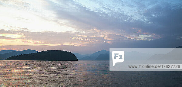 Dawn sky over peaceful Howe Sound  off West Vancouver.