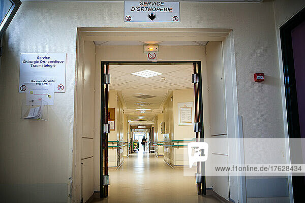 Entrance to an orthopedic department of a hospital in France.