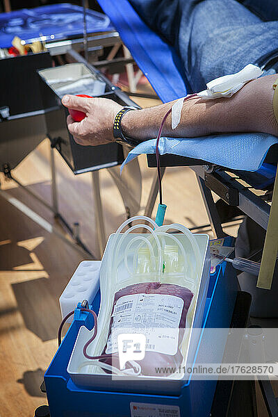 A team of nurses take care of the blood collection.