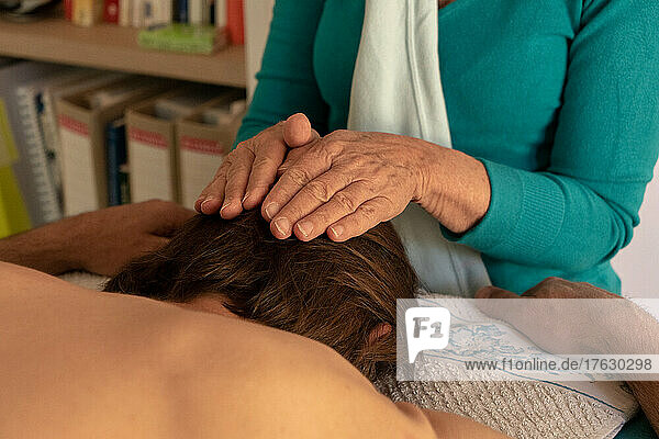 Man during a Lymphatic Drainage session.