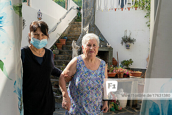 Home help comes to the home of the octogenarian 3 hours a day. Today it's cooking  cleaning and gardening. Port-Vendres  OCCITANIA  FRANCE.