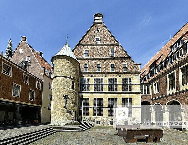 Rückansicht  Hinterhof  Historisches Rathaus  Platz des Westfälischen Friedens  Münster  Nordrhein-Westfalen  Deutschland  Europa
