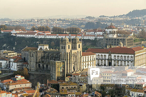 Portugal  Porto  Aerial view of cathedral andÊMonastery of Serra do Pilar