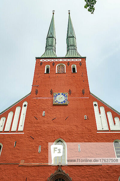 Sweden  Vaxjo  Low angle view of cathedral
