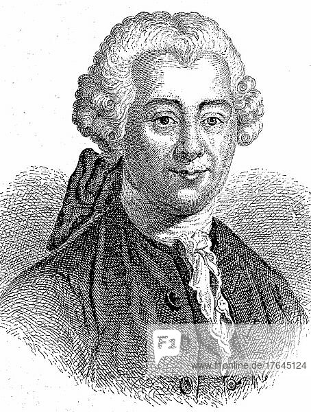 Johann Peter Zu  3. Oktober 1720  12. Mai 1796  deutscher Dichter  digital restaurierte Reproduktion einer Originalvorlage aus dem 19. Jahrhundert  genaues Originaldatum nicht bekannt