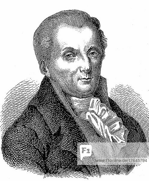 Moritz August von Thümmel  27. Mai 1738  26. Oktober 1817  deutscher Schriftsteller  digital restaurierte Reproduktion einer Originalvorlage aus dem 19. Jahrhundert