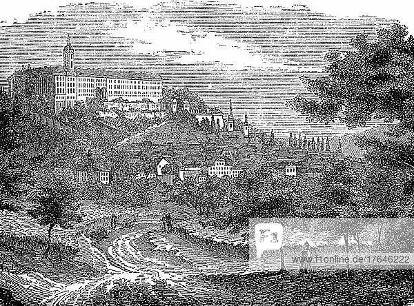 Rudolstadt in Thüringen  Deutschland  im Jahre 1870  digital restaurierte Reproduktion einer Originalvorlage aus dem 19. Jahrhundert  Europa