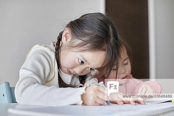 Japanese kids playing at home