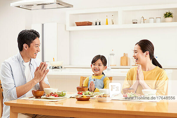 Japanese family eating together