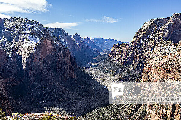 United States  Utah  Zion National Park  View into Zion Canyon from Angels Landing hiking trail