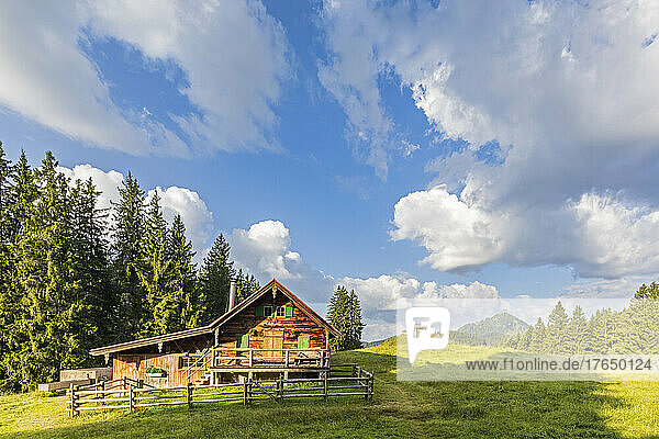 Germany  Bavaria  Bad Wiessee  Clouds over alpine hut in summer