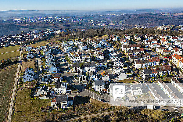 Germany  Baden-Wurttemberg  Plochingen  Aerial view of modern suburban houses