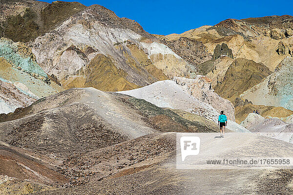 Female Hiking at Artist Palette in Death Valley National Park