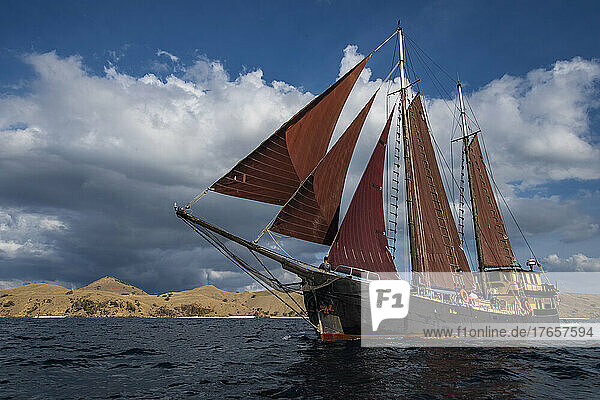 sailboat in the waters around Komodo island