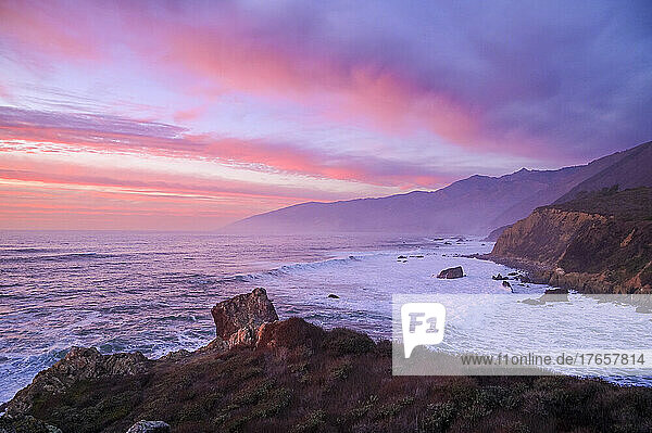 Pacific Valley Bluff in Big Sur California at Sunset