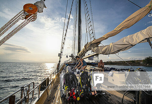 on board of a live-aboard sailboat around Komodo Island