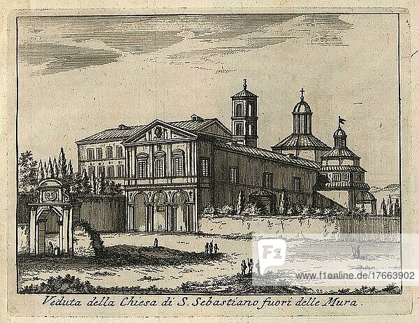 Chiesa di S. Sebastiano fuori delle Mora  1767  Rom  Italien  digitale Reproduktion einer Originalvorlage aus dem 18. Jahrhundert  Originaldatum nicht bekannt