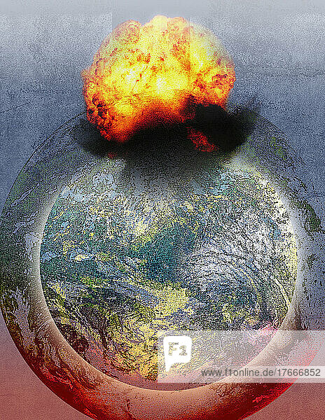 Explosion auf der Spitze des Globus