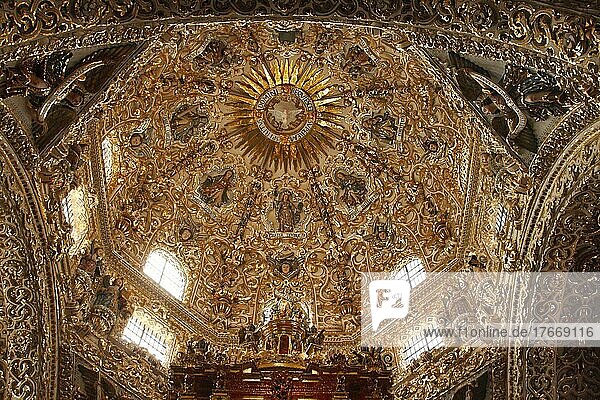 Splendid ornamentation on dome of Santo Domingo church  Mexico