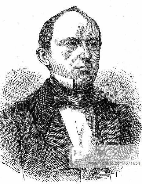 Martin Friedrich Rudolph Delbrück  ab 1896 von Delbrück  16. April 1817  1. Februar 1903  war ein preußischer und deutscher Politiker  Historisch  digitale Reproduktion einer Originalvorlage aus dem 19. Jahrhundert