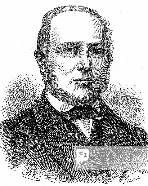 Georg Curtius  16. April 1820  12. August 1885  war ein deutscher Philologe  Historisch  digitale Reproduktion einer Originalvorlage aus dem 19. Jahrhundert
