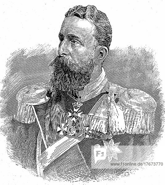 Alexander Joseph GCB  5 April 1857  17 November 1893  known as Alexander von Battenberg  was the first Prince Knyaz of the Principality of Bulgaria from 1879 until his abdication in 1886  Historical  digitally restored reproduction of a 19th century original  exact date unknown