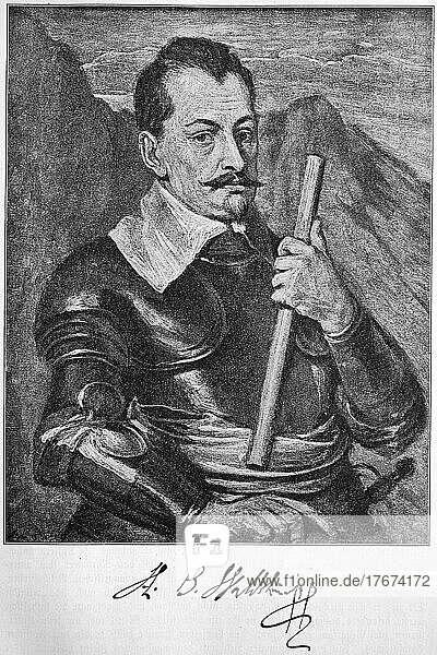Wallenstein  eigentlich Albrecht Wenzel Eusebius von Waldstein  24. September 1583  25. Februar 1634  war ein böhmischer Feldherr und Politiker. Er ist eine der bekanntesten Persönlichkeiten des Dreißigjährigen Krieges  Historisch  digital restaurierte Reproduktion einer Vorlage aus dem 19. Jahrhundert  genaues Datum unbekannt