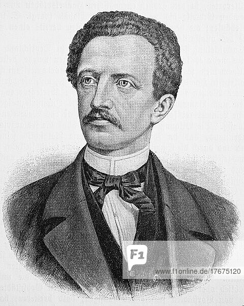 Ferdinand Lassalle  11 April 1825  31 August 1864  a Prussian-German jurist  philosopher  socialist and political activist best remembered as the initiator of national-style social democracy in Germany  digitally restored reproduction from a 19th century original  exact date unknown