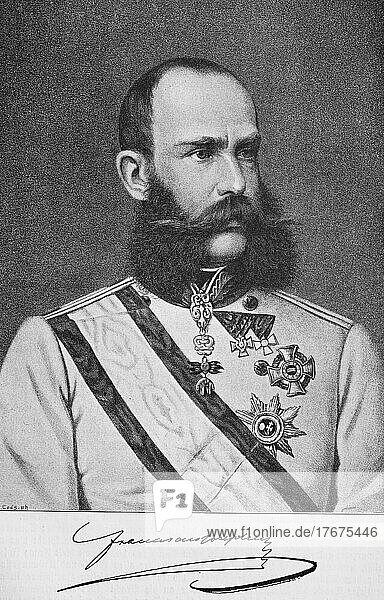 Franz Joseph I or Franz Joseph I 18 August 1830  21 November 1916  was Emperor of Austria  King of Hungary  King of Bohemia from 2 December 1848 until his death  digitally restored reproduction from a 19th century original  exact date unknown