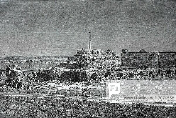 Ruinen des Palastes von Feroze im Jahre 1880  in der Ebene von Delhi  Indien  digital restaurierte Reproduktion einer Vorlage aus dem 19. Jahrhundert  genaues Datum unbekannt  Asien