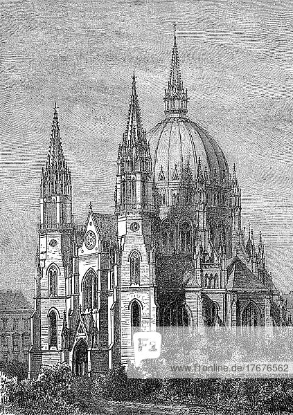 Église Notre Dame des Victoires  Rudolf-Fuenfhaus  Vienne  Wien  Historisch  digital restaurierte Reproduktion einer Vorlage aus dem 19. Jahrhundert  genaues Datum unbekannt