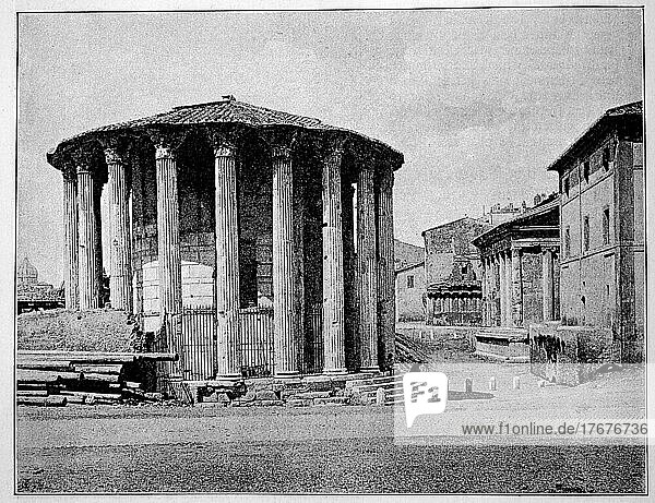 Tempel der Vesta in Rom  Italien  Foto von 1880  Historisch  digital restaurierte Reproduktion einer Vorlage aus dem 19. Jahrhundert  genaues Datum nicht bekannt  Europa