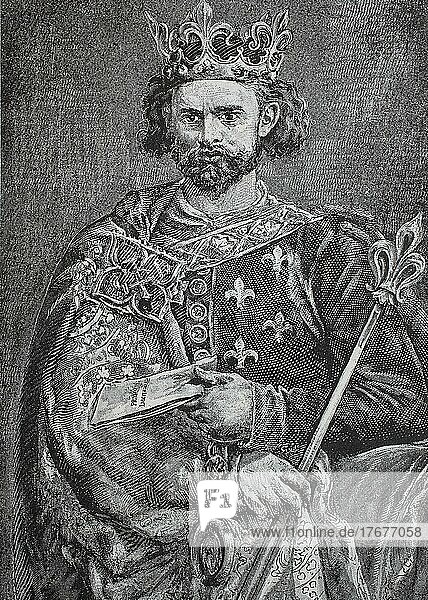 Louis the Great  Louis the Hungarian  5 March 1326  10 September 1382 was King of Hungary and Croatia from 1342 and also King of Poland from 1370  Historic  digitally restored reproduction of a 19th century original  exact date not known