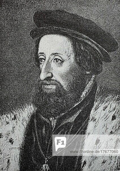 Ferdinand I. 10. March 1503  25. July 1564  dynasty of the Habsburgs  was Holy Roman Emperor from 1558 to 1564  Historical  digitally restored reproduction of a 19th century original  exact date not known