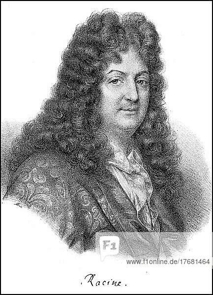 Jean Baptiste Racine  22. Dezember 1639  21. April 1699  war einer der bedeutendsten Autoren der französischen Klassik  digital restaurierte Reproduktion von einer Vorlage aus dem 19. Jahrhundert  genaues Datum unbekannt