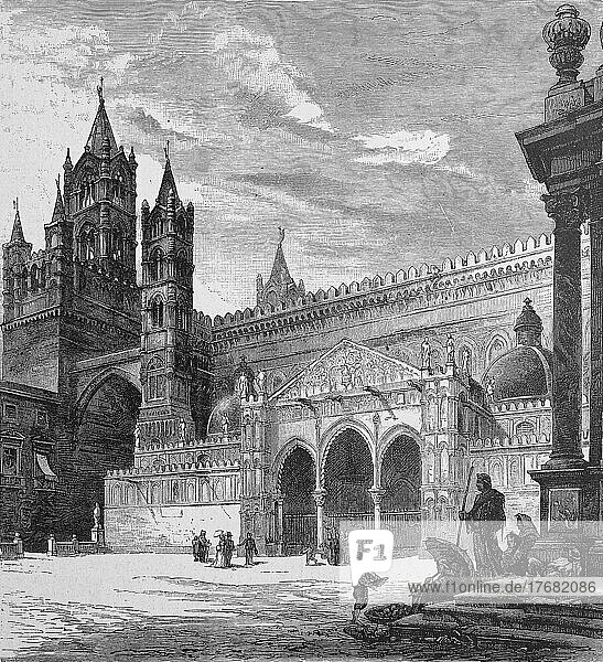 The Cathedral of Palermo  Sicily  Italy  after a view from 1880  Historical  digitally restored reproduction of a 19th century original  original date unknown  Europe