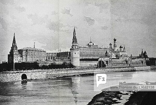 Der Kreml in Moskau  Russland  Foto von ca 1880  digital restaurierte Reproduktion einer Originalvorlage aus dem 19. Jahrhundert  genaues Originaldatum nicht bekannt  Europa