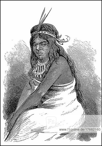 Frau  Indianerin aus Guatemala  Mittelamerika  Fraün im 19. Jahrhundert  digital restaurierte Reproduktion einer Vorlage aus dem 19. Jahrhundert  Originaldatum nicht bekannt