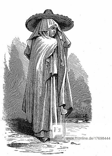 Maurische Frau aus Tanger  Marokko  ca 1880  Historisch  digital restaurierte Reproduktion von einer Vorlage aus dem 19. Jahrhundert  genaues Datum unbekannt  Afrika