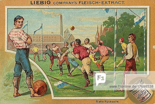 Serie Sport  Fußball der Arbeiterjugend  digital restaurierte Reproduktion eines Sammelbildes von ca 1900  Liebig Sammelbild  genaues Datum unbekannt
