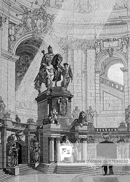 The design of an Emperor Wilhelm Monument for Berlin  Germany  by Rettig and Pfann  digitally restored reproduction of a 19th century original  exact date not known  Europe