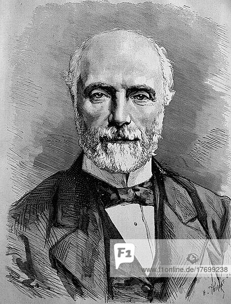 Charles Louis de Saulces de Freycinet  1828-1923  was a French statesman and four times Prime Minister during the Third Republic  France  Historic  digitally restored reproduction of a 19th century original  exact date unknown  Europe