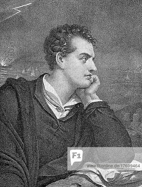 George Gordon Byron  6th Baron Byron  FRS  22 January 1788  19 April 1824  known as Lord Byron  was a British poet and one of the major exponents of English Romanticism  Historical  digitally restored reproduction of a 19th century original
