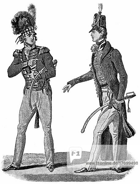 English and Scottish Officer  1815  Historic  digitally restored reproduction of a 19th century original