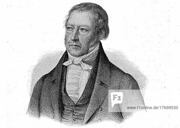 Georg Wilhelm Friedrich Hegel  August 27  1770  November 14  1831  deutscher Philosoph  Historisch  digital restaurierte Reproduktion einer Vorlage aus dem 19. Jahrhundert