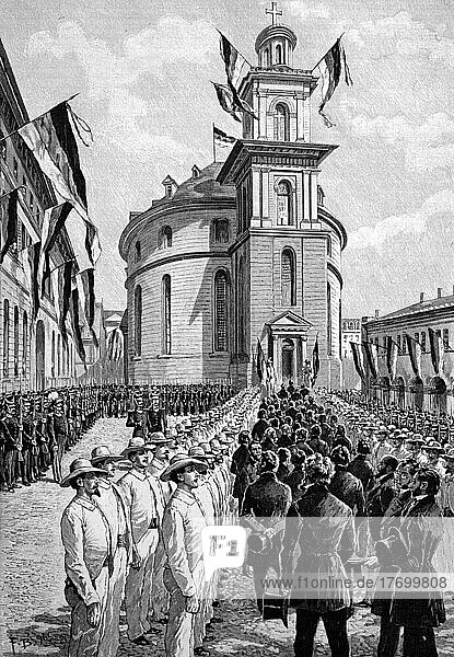 The Entry of the Pre-Parliament into the Paulskirche in Frankfurt on 21 March 1848  Frankfurt  Germany  Historical  digitally restored reproduction of a 19th century original  Europe