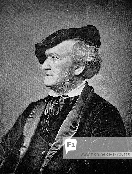 Wilhelm Richard Wagner war ein deutscher Komponist  Theaterdirektor  Polemiker und Dirigent  der vor allem für seine Opern bekannt ist  Historisch  digital restaurierte Reproduktion von einer Vorlage aus dem 19. Jahrhundert