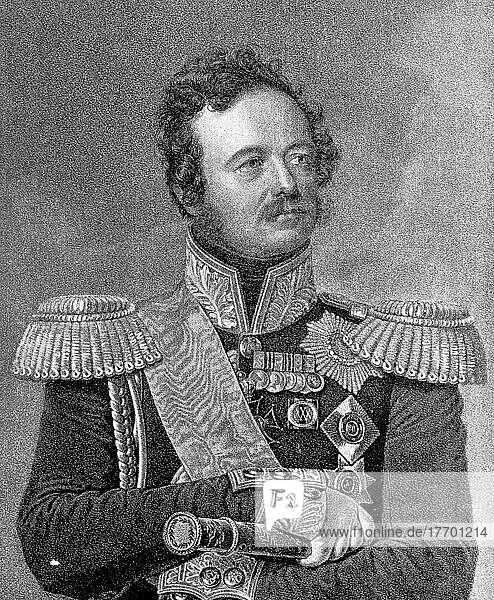 Count Ivan Fyodorovich Paskevich-Yerevansky  Serene Prince of Warsaw  1782  1856  was a Marshal of the Russian Army  Historical  digitally restored reproduction of a 19th century original
