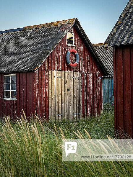 Fisherman's shack with life preserver